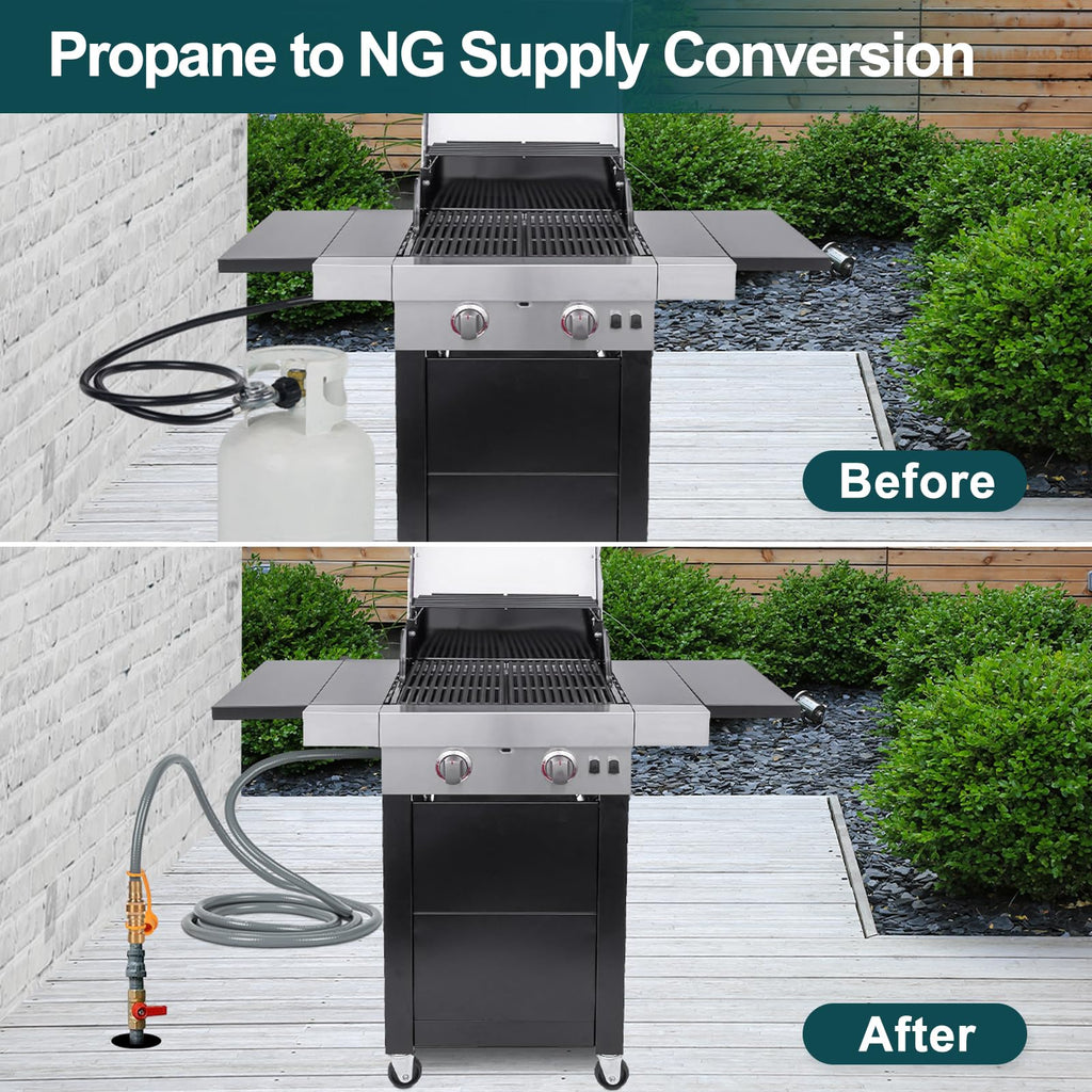 GASPRO 8216842R04 Natural Gas Conversion Kit for Char-Broil Commercial and Signature Series Dual Fuel Grills (2020 or Newer), 3/8" Quick Connect & 12FT Hose, Propane to Natural Gas Conversion