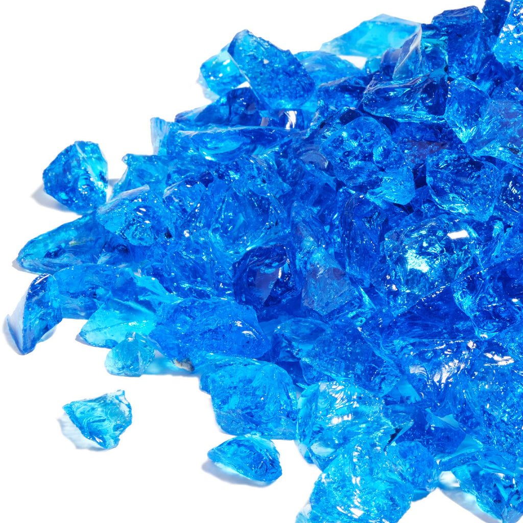 GASPRO 10 lbs Fire Glass for Propane Fire Pit, 1/2-Inch Reflective Fireplace Glass Rocks for Fire Pit Table, Cobalt Blue