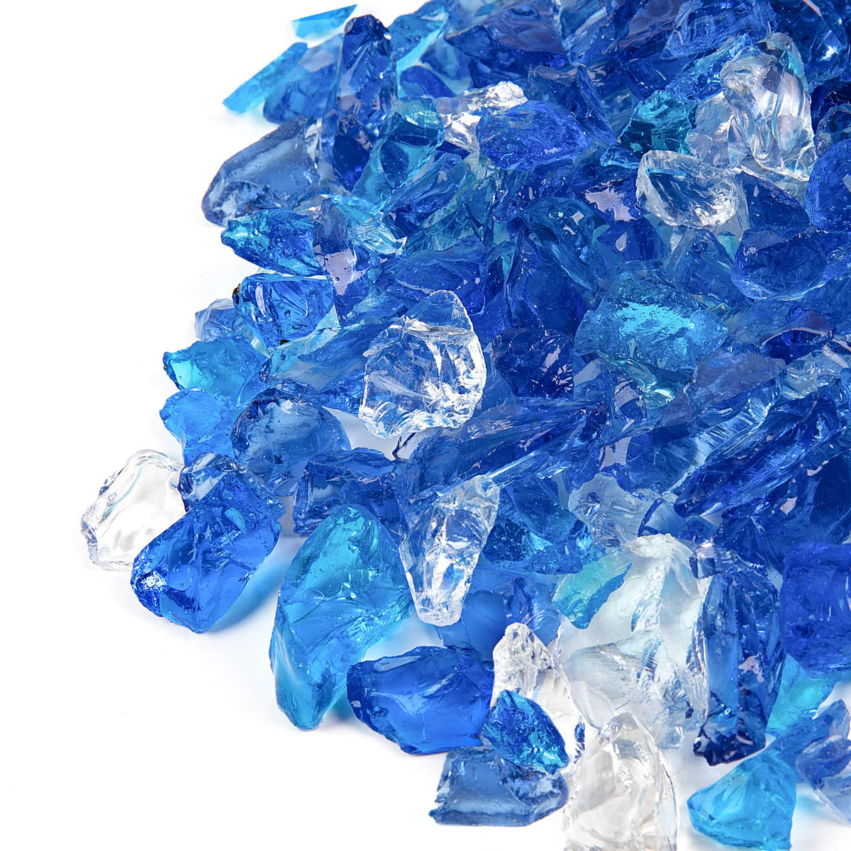 GASPRO 10 lbs Fire Glass for Propane Fire Pit, 1/2-Inch Reflective Fireplace Glass Rocks for Fire Pit Table, Cobalt Blue
