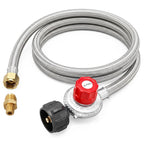 GASPRO 0-20 PSI Adjustable High Pressure Propane Regulator with 8FT Stainless Steel Braided Hose, QCC1 LP Gas Regulator & Hose for Gas Grill, Turkey Fryer, Burner, Forge, Smoker, Fish Fryer