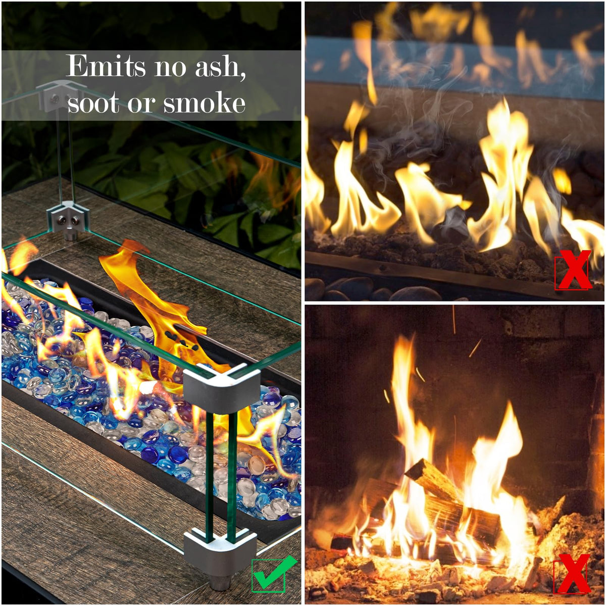 GASPRO 20 lbs Fire Pit Glass for Propane Fire Pit, 3/4 Inch Fire Glass Beads for Fireplace Fire Pit Table, Glass Rocks for Landscaping- Mixed Colors